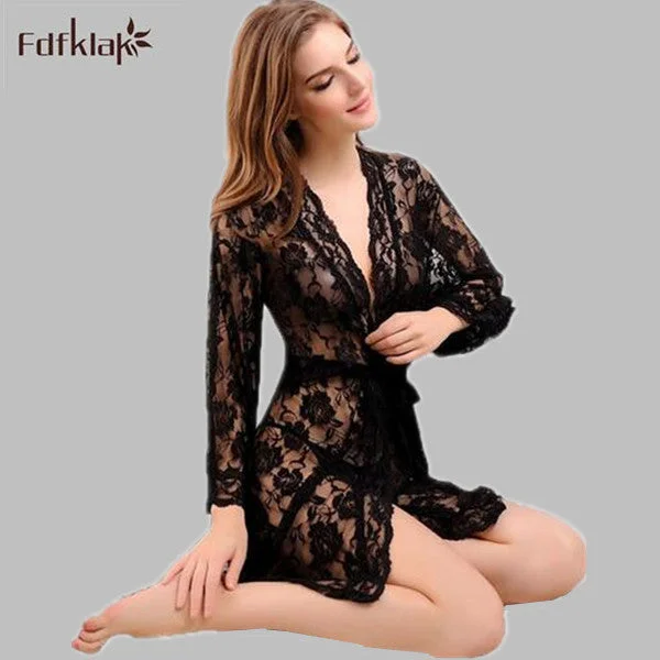 plus size women robes for a perfect fitTransparent Women Robes Lace Sexy Sleepwear