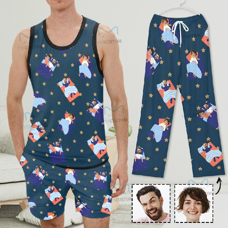 women's sleepshirts with a removable beltCustom Photo Pajama Set Go to Sleep Top Tank Loungewear with Sleeveless & Short Pants for Man women's sleepshirts with a removable beltCustom Photo Pajama Set Go to Sleep Top Tank Loungewear with Sleeveless & Short Pants for Man
