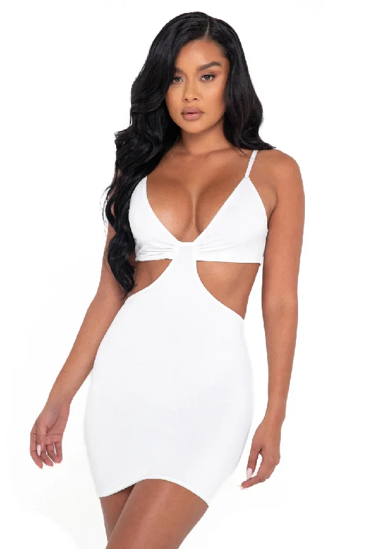 White Cut Out Mini Dress