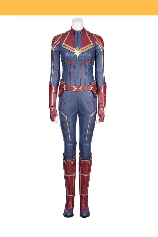 Captain Marvel Sapphire Blue PU Leather Cosplay Costume