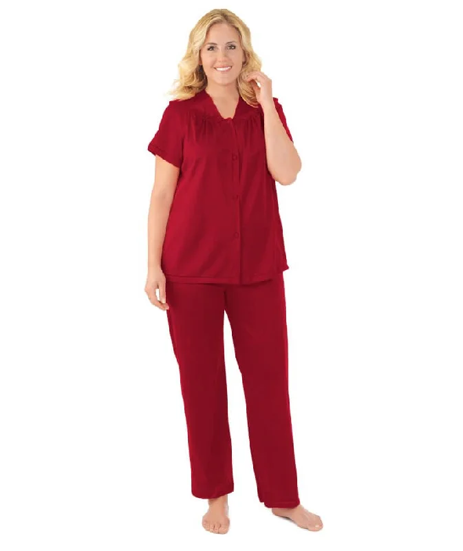 Exquisite Form Short Sleeve Pajamas - Sangria