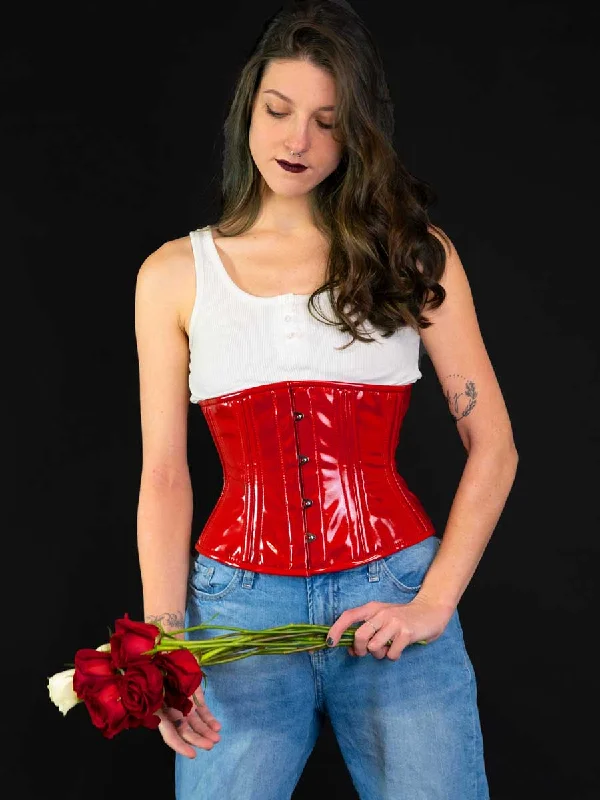 Red PVC Romantic Curve Standard Underbust Corset : CS-411