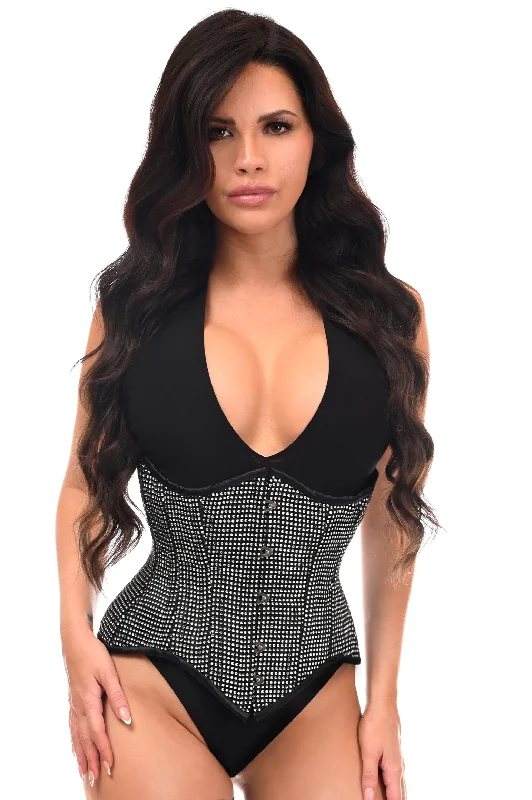 hypoallergenic women bustiers and corsetsTop Drawer Rhinestone Double Steel Boned Underbust Waist Cincher Corset