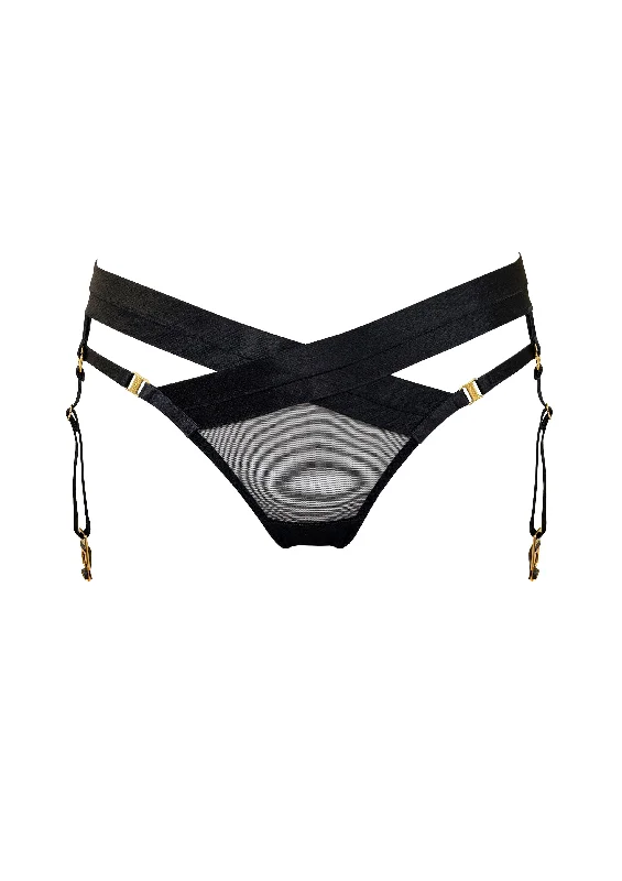 Signature Panelled Suspender Brief Black