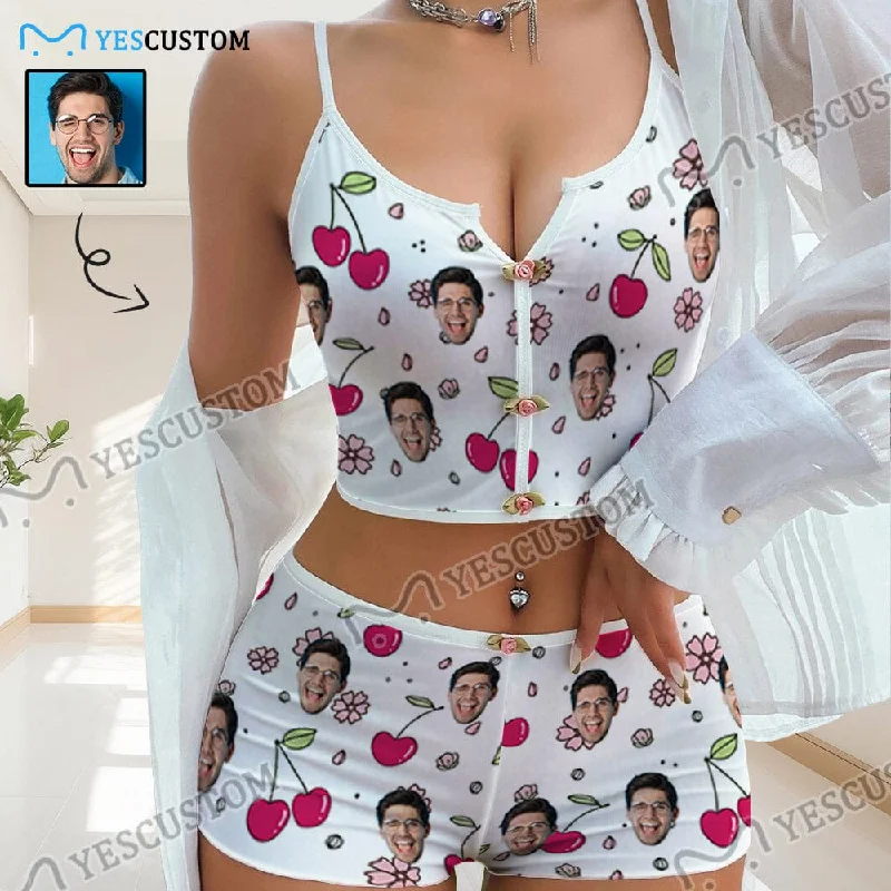 women's sleepshirts with a reversible designPhoto Custom Husband Face Cherry Sleepwear Appliques Notched Neckline Lingerie Set Pajamas Bachelorette party women's sleepshirts with a reversible designPhoto Custom Husband Face Cherry Sleepwear Appliques Notched Neckline Lingerie Set Pajamas Bachelorette party