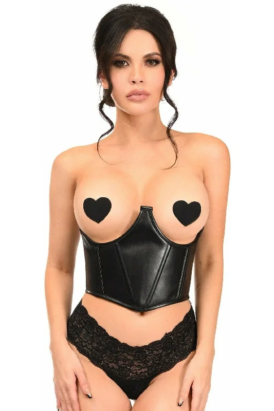 leather women bustiers and corsetsLavish Black Faux Leather Underwire Cincher Corset