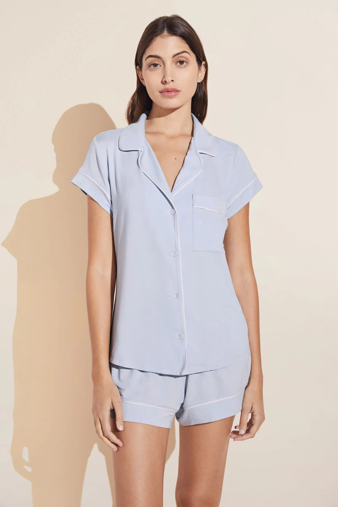 women's pajama sets with a novelty character printGisele Shortie PJ Set | Ice Blue/Ivory