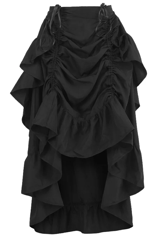 Victorian style women bustiers and corsetsBlack Crepe Adjustable High Low Skirt