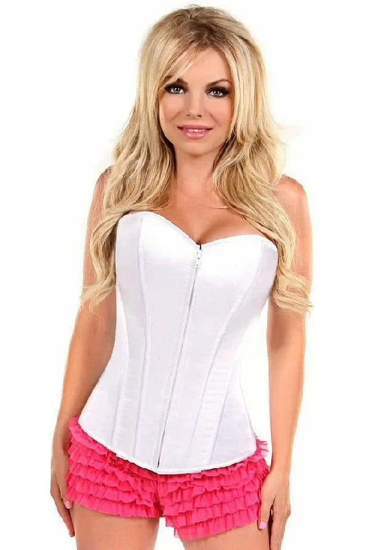 hypoallergenic women bustiers and corsetsLavish White Sweetheart Front Zipper Corset