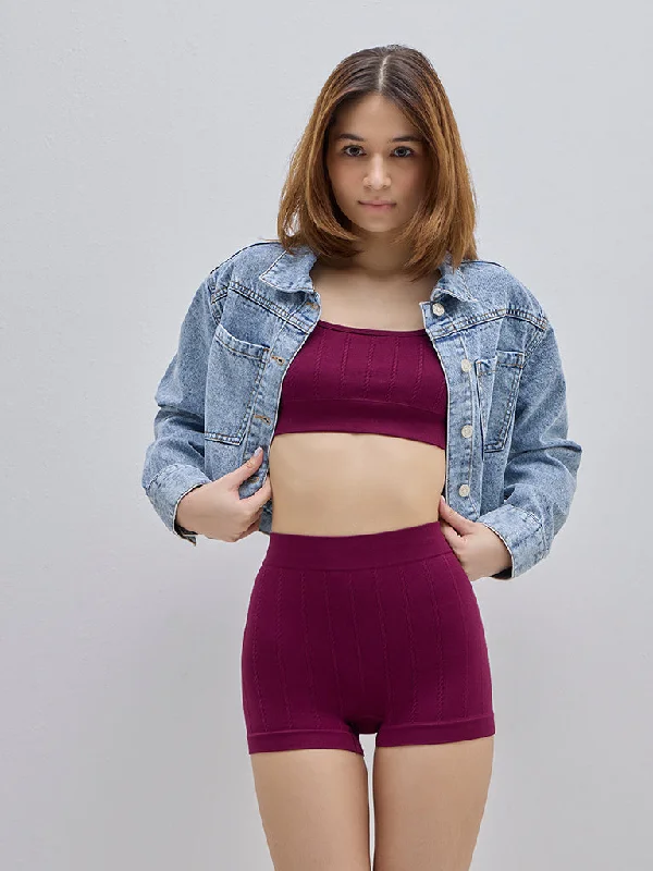 lace - detailed women briefs for special occasionsSuperstar Burgundy Textured High-Rise Boy Shorts Brief lace - detailed women briefs for special occasionsSuperstar Burgundy Textured High-Rise Boy Shorts Brief