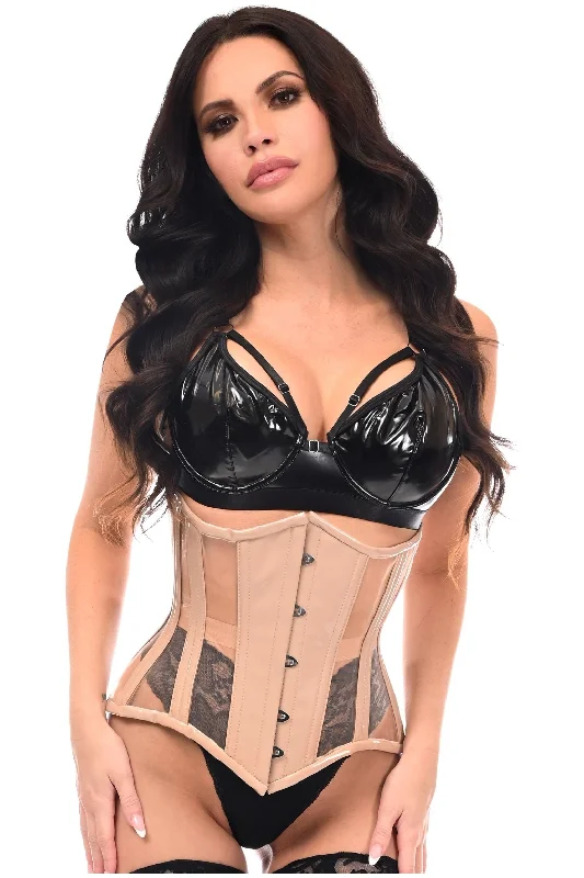 beaded women bustiers and corsetsTop Drawer Nude Patent & Mesh Steel Boned Under Bust Corset