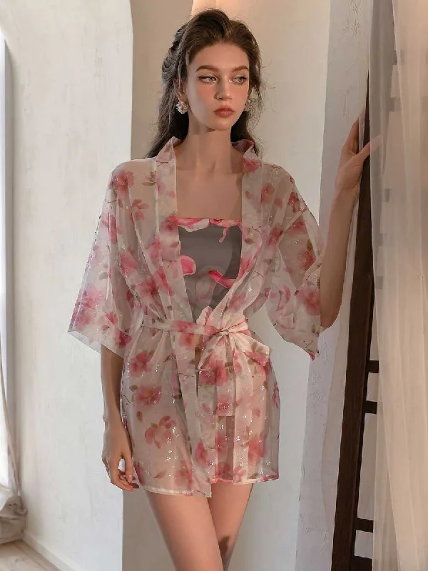 3 Piece Floral Lingerie Robe