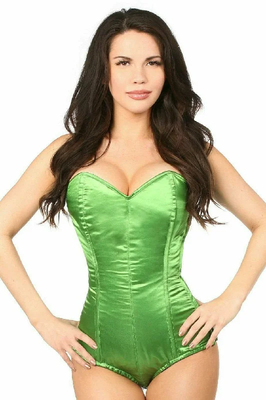 satin women sexy lingerie textureSexy Green Satin Corset Romper