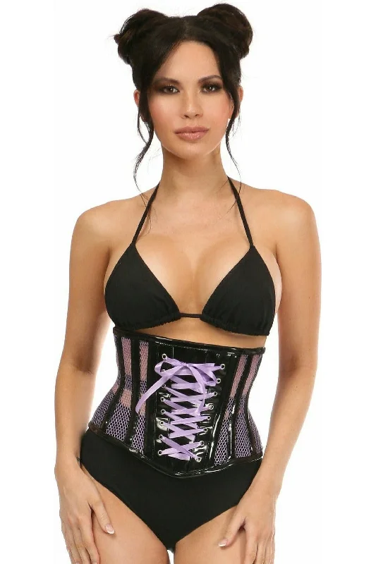 lace detailed women bustiers and corsetsTop Drawer Purple Patent & Fishnet Underbust Corset