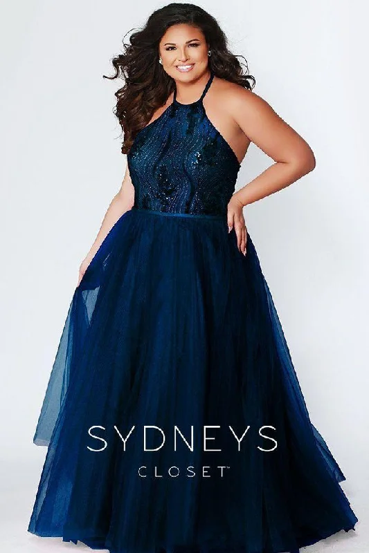 Sydneys Closet Long Halter Neck Plus Size Prom Dress