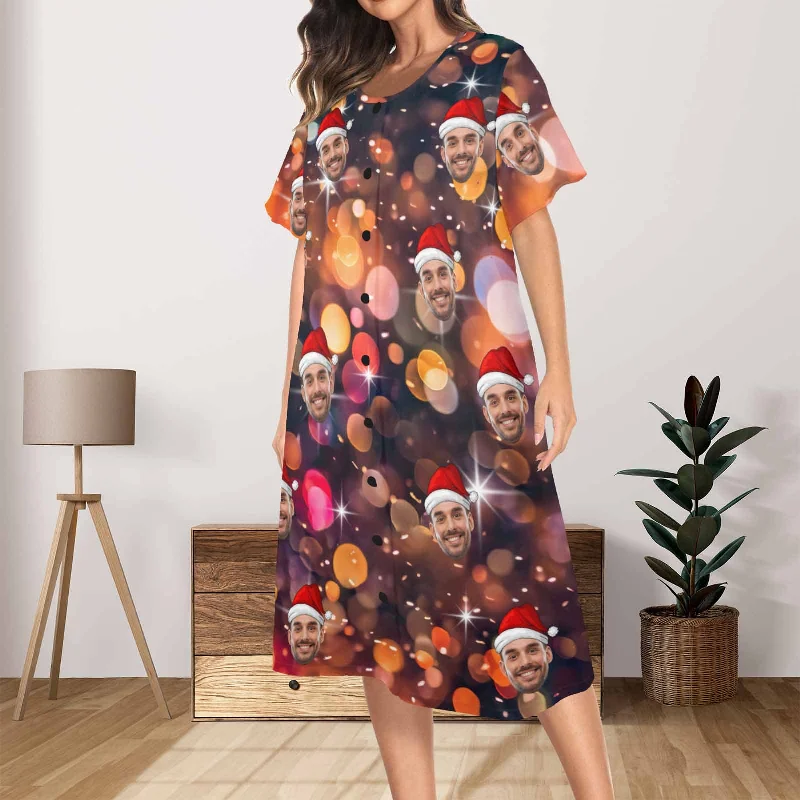 women's sleepshirts with a geometric patternCustom Face Stage Lighting Women's Nightshirt Short Sleeve Button Down Nightgown V-Neck Sleepwear Pajama Dress women's sleepshirts with a geometric patternCustom Face Stage Lighting Women's Nightshirt Short Sleeve Button Down Nightgown V-Neck Sleepwear Pajama Dress
