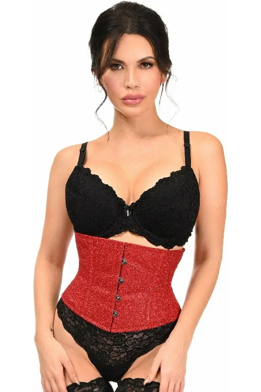 high - waisted women bustiers and corsetsTop Drawer Cherry Bomb Glitter Steel Boned Mini Cincher