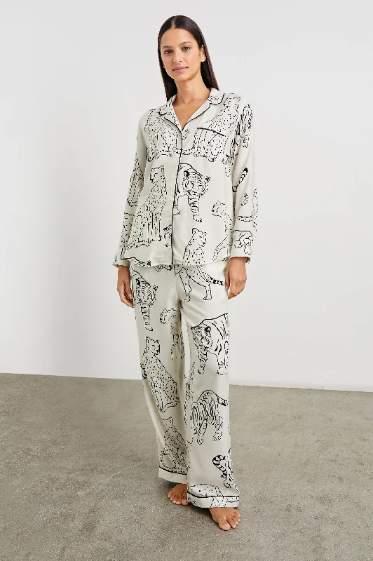 LUNA PAJAMA SET - IVORY JUNGLE CATS