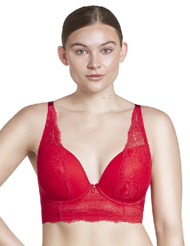 Designer Lingerie Sets for Women Parfait Sandrine P5351 Racing Red Plunge Longline Bra