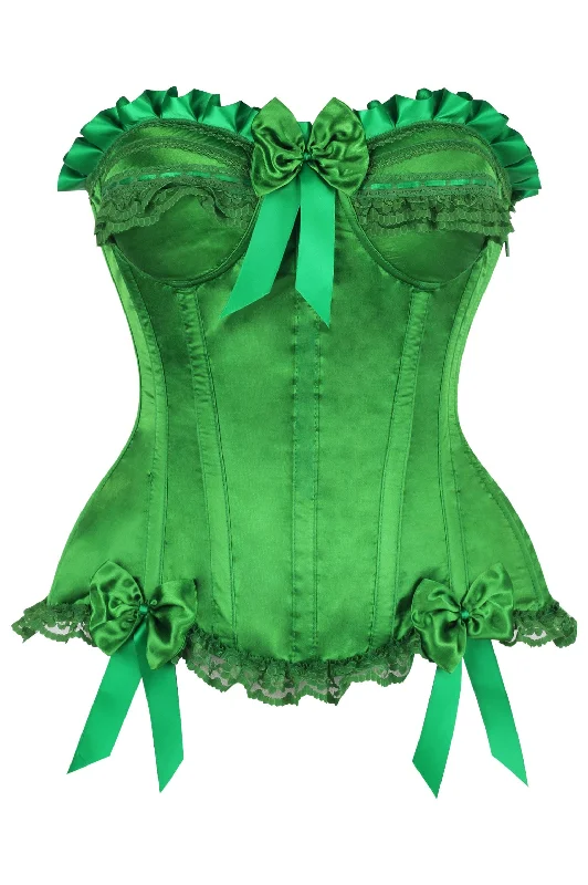 workout women bustiers and corsets supportTop Drawer Green Satin Steel Boned Burlesque Corset