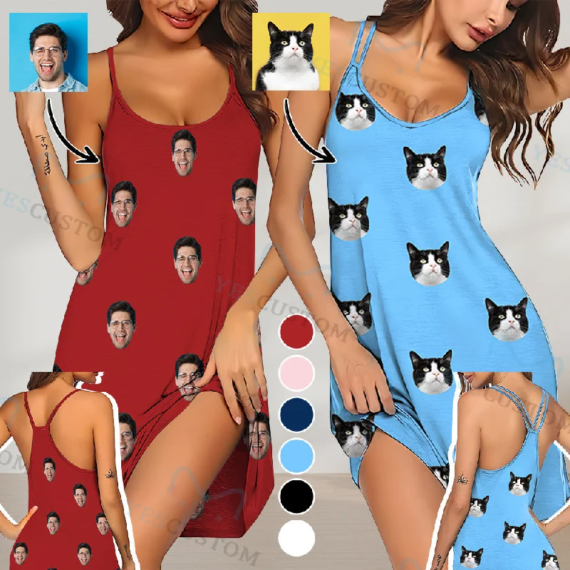 women's nightgowns with floral printsCustom Face Solid Color Cami Racerback Nightgown Women's Sleeveless Nightdresses women's nightgowns with floral printsCustom Face Solid Color Cami Racerback Nightgown Women's Sleeveless Nightdresses