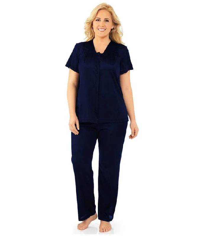 Exquisite Form Short Sleeve Pajamas Plus - Navy