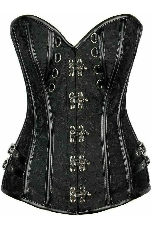 statement women bustiers and corsetsTop Drawer Brocade & Faux Leather Steel Boned Corset