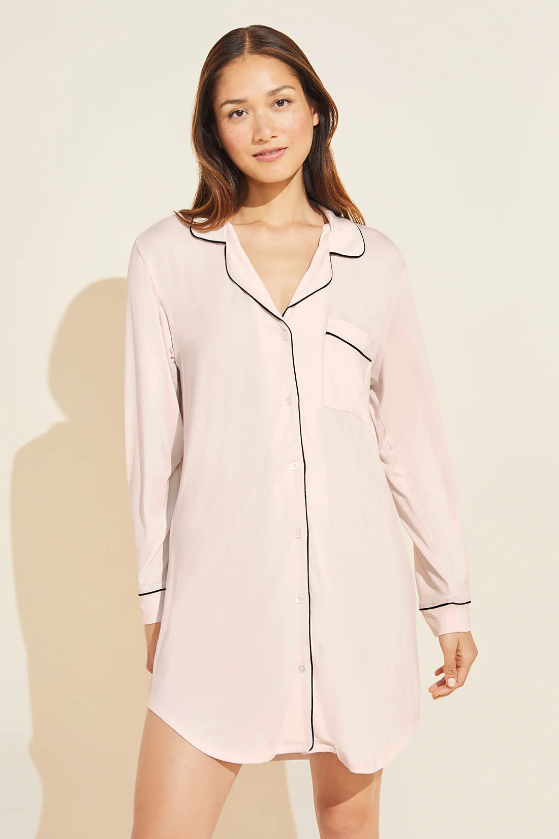 women's nightgowns with a lightweight fabric for warm climatesGisele TENCEL™ Modal Sleepshirt | Sorbet Pink/Black women's nightgowns with a lightweight fabric for warm climatesGisele TENCEL™ Modal Sleepshirt | Sorbet Pink/Black