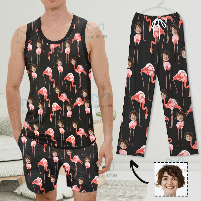 women's sleepshirts with a moisture - wicking fabricCustom Face Pajama Set I am the Flamingo Boss Top Tank Loungewear with Sleeveless & Short Pants for Man women's sleepshirts with a moisture - wicking fabricCustom Face Pajama Set I am the Flamingo Boss Top Tank Loungewear with Sleeveless & Short Pants for Man