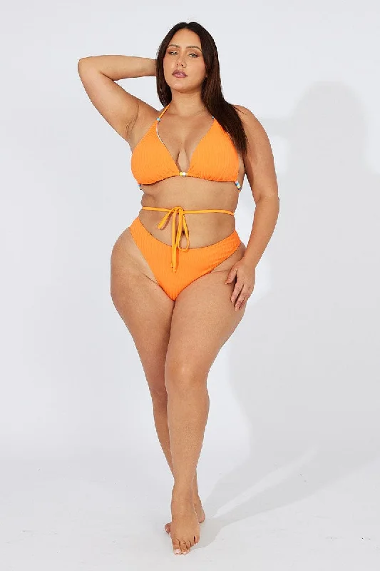 Orange Beads Detail Bikini Set