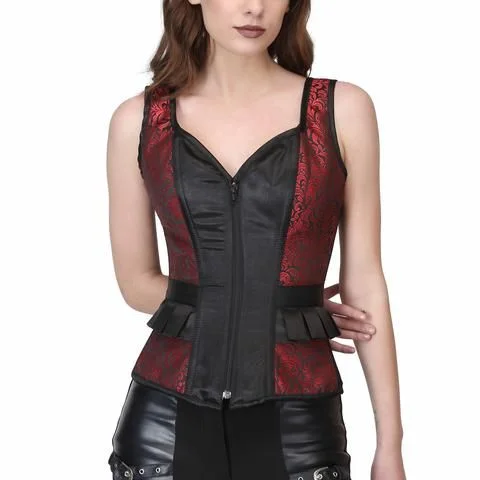 boned women bustiers and corsets structureGothic Waist Frill Steel Boned Overbust Corset with shoulder support