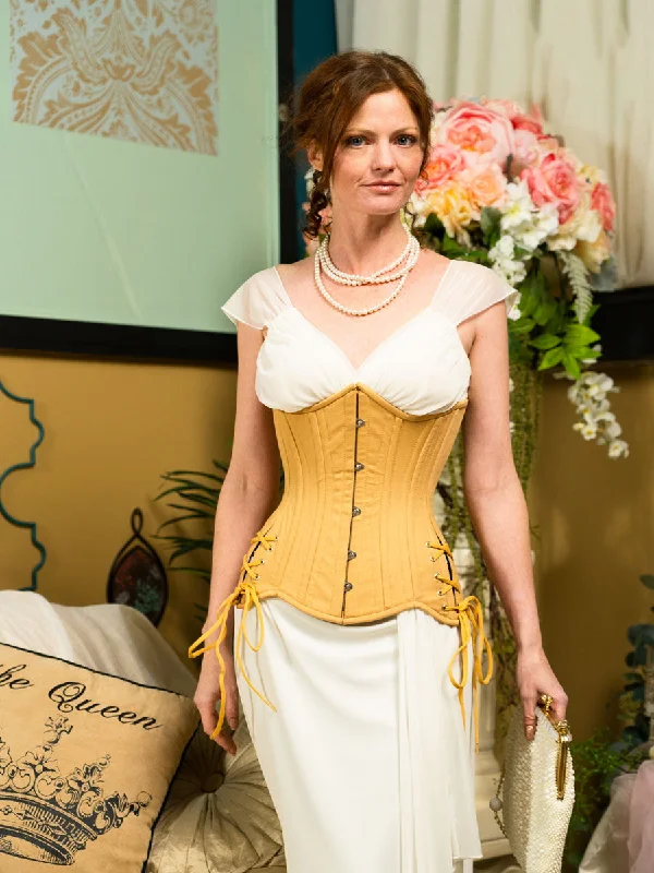 satin fabric women bustiers and corsetsCotton Hourglass Curve Longline Underbust Corset with Hip Ties : CS-426