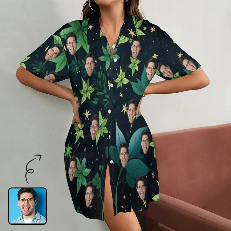 women's sleepshirts with a geometric patternCustom Face Dark Green Vegetation Satin Nightgown For Women Silk Nightshirt Button Down Pajamas Dress Boyfriend Sleepshirt S-3XL women's sleepshirts with a geometric patternCustom Face Dark Green Vegetation Satin Nightgown For Women Silk Nightshirt Button Down Pajamas Dress Boyfriend Sleepshirt S-3XL