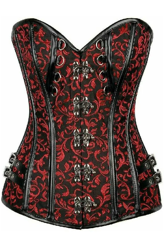 vintage women bustiers and corsets replicasTop Drawer Brocade & Faux Leather Steel Boned Corset
