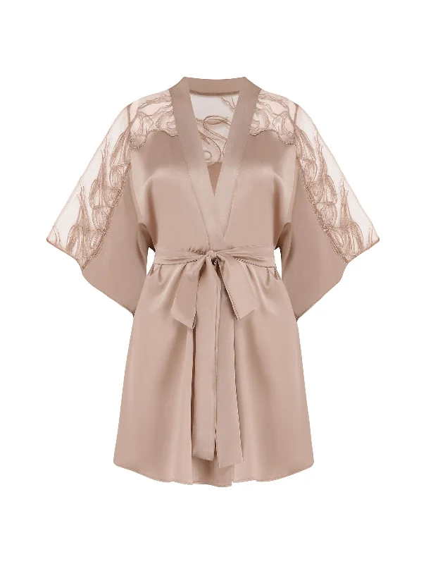 women robes with embroidery detailsMia Silk Robe