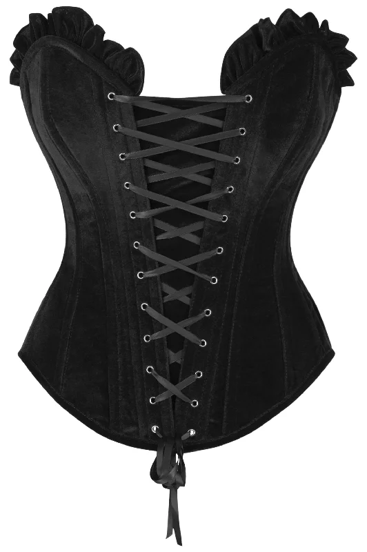 convertible women bustiers and corsetsTop Drawer Black Velvet Lace-Up Steel Boned Overbust Corset