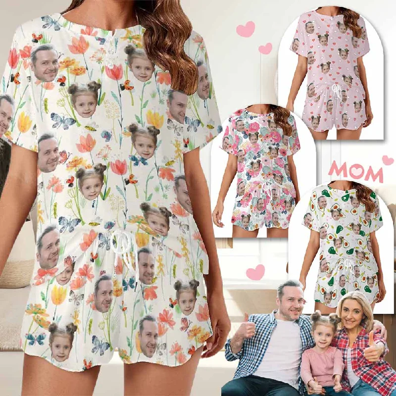 women's sleepshirts for a comfortable stay - at - home dayCustom Face Pajmama Set Personalized Gift For Mother's Day Women's Short Sleeve Top and Shorts Loungewear Athletic Tracksuits women's sleepshirts for a comfortable stay - at - home dayCustom Face Pajmama Set Personalized Gift For Mother's Day Women's Short Sleeve Top and Shorts Loungewear Athletic Tracksuits