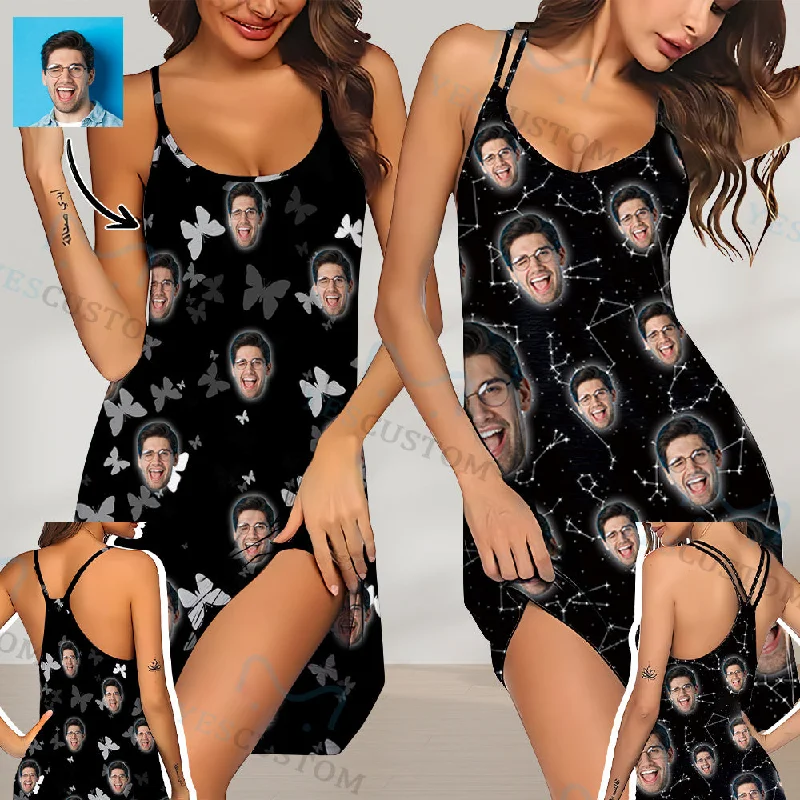 women's sleepshirts with a reversible designCustom Face Black Cami Racerback Nightgown Women's Sleeveless Nightdresses women's sleepshirts with a reversible designCustom Face Black Cami Racerback Nightgown Women's Sleeveless Nightdresses
