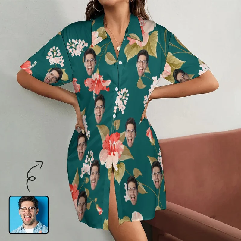 women's sleepshirts with a moisture - wicking fabricCustom Face Green Satin Nightgown For Women Silk Nightshirt Button Down Pajamas Dress Boyfriend Sleepshirt S-3XL women's sleepshirts with a moisture - wicking fabricCustom Face Green Satin Nightgown For Women Silk Nightshirt Button Down Pajamas Dress Boyfriend Sleepshirt S-3XL