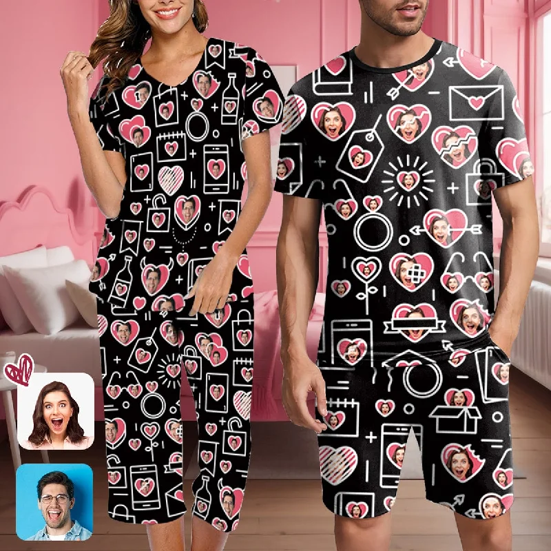 women's sleepshirts with a novelty printCustom Face Couple Matching Loungewear Set Short Sleeve Shirt and Capri Pants Sleepwear Pajama Set For Valentine's Day women's sleepshirts with a novelty printCustom Face Couple Matching Loungewear Set Short Sleeve Shirt and Capri Pants Sleepwear Pajama Set For Valentine's Day