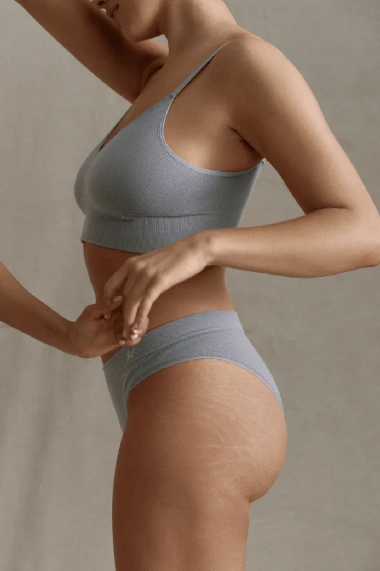 Tencel™ Seamless High Leg Brief in Storm Grey, Size XS (UK 6-8)