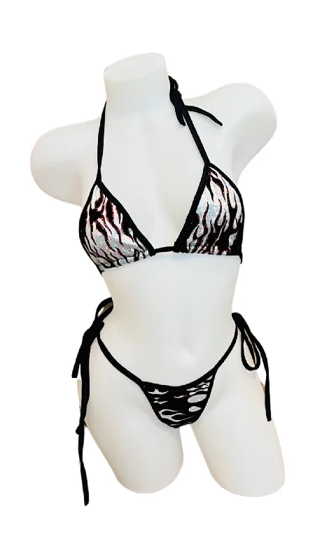 Flames Bikini Set Silver