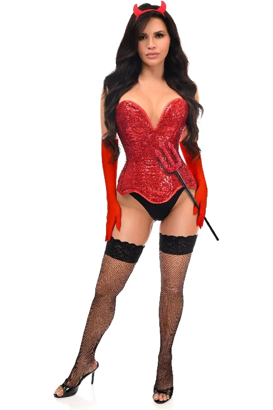 Top Drawer 4 PC Red Sequin Devil Corset Costume