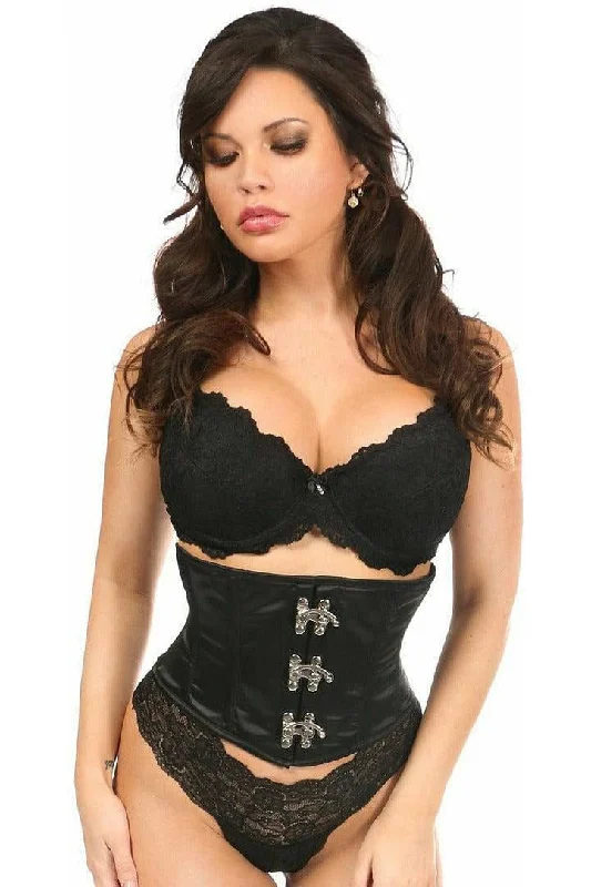 steampunk women bustiers and corsetsTop Drawer Black Satin Steel Boned Mini Cincher w/Clasps