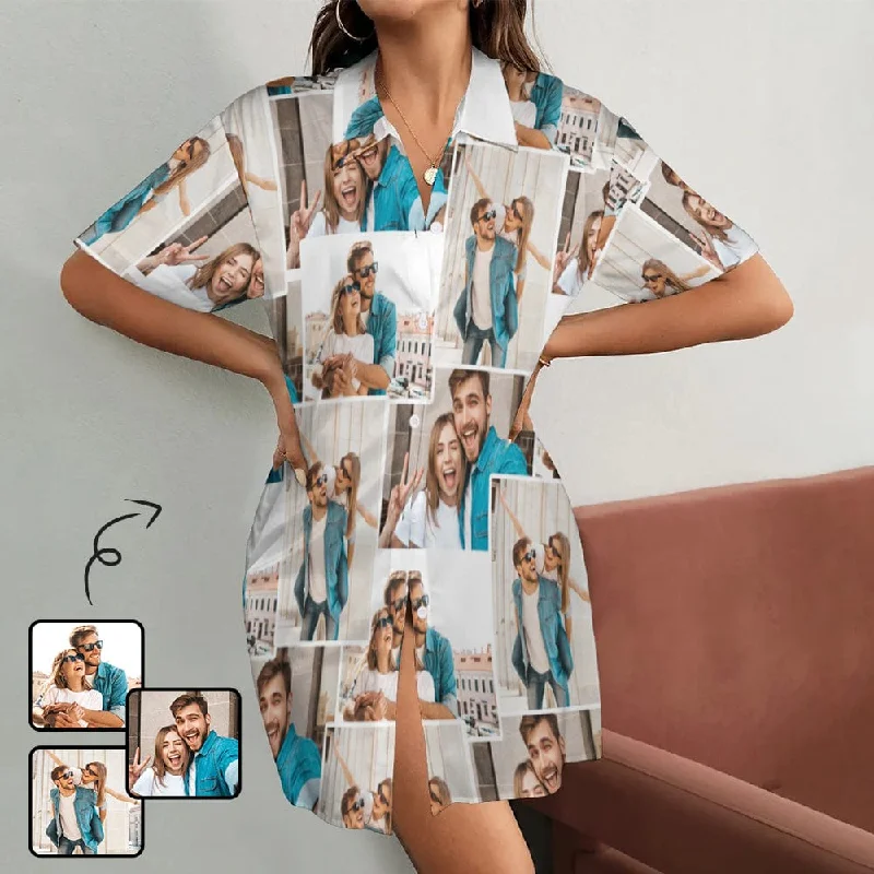 women's sleepshirts with a contrasting collarCustom Couple Photos Satin Nightgown For Women Silk Nightshirt Button Down Pajamas Dress Boyfriend Sleepshirt S-3XL women's sleepshirts with a contrasting collarCustom Couple Photos Satin Nightgown For Women Silk Nightshirt Button Down Pajamas Dress Boyfriend Sleepshirt S-3XL