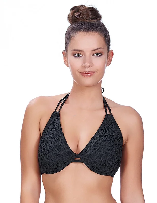 Freya Sundance AS3971 Black Underwire Bandless Halter Bikini Swim Top