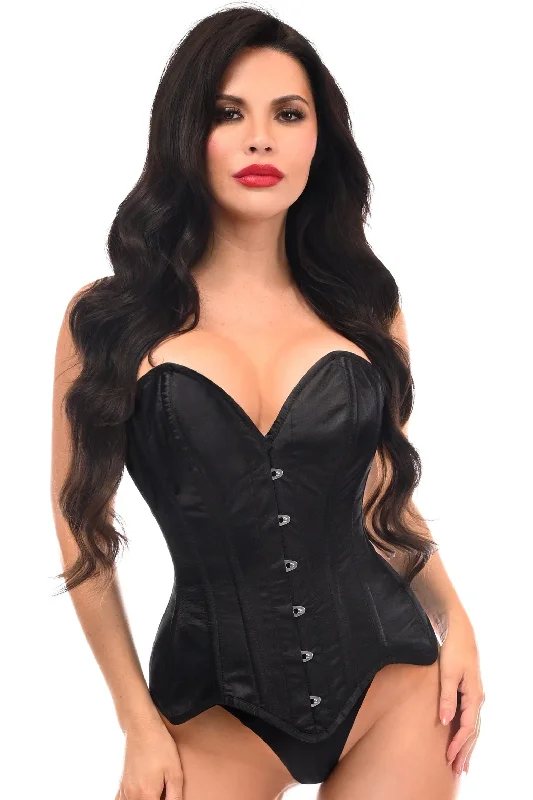 post - pregnancy women bustiers and corsetsTop Drawer Black Satin Steel Boned Overbust Corset
