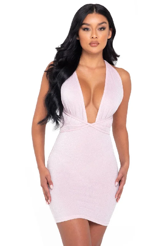 Baby Pink Glitter Cocktail Dress