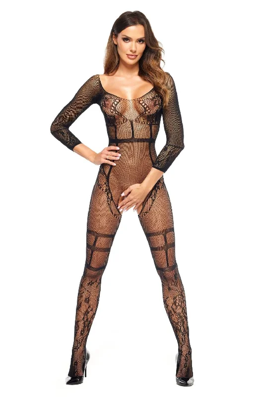 Printed Bodysuits with Floral Patterns for a Feminine VibeBeauty Night BN6730 Lorna Black