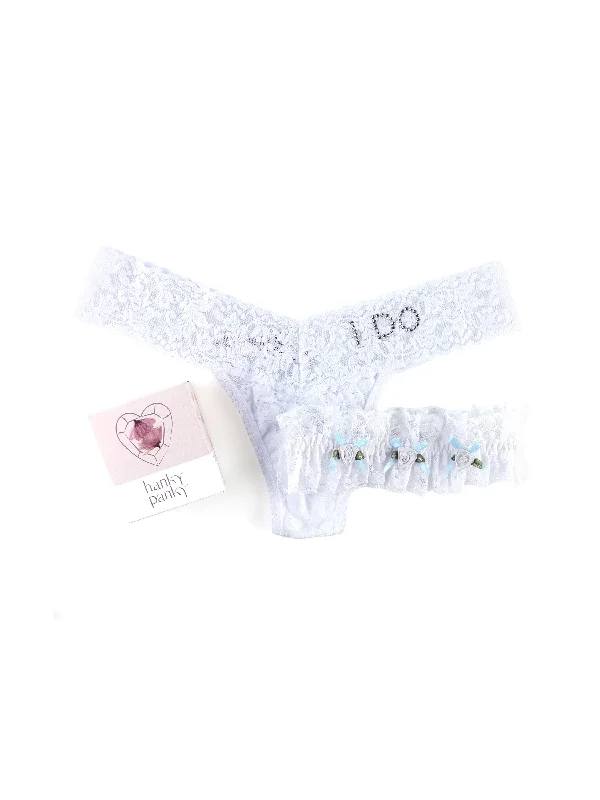 I Do Low Rise Thong & Garter Box Set